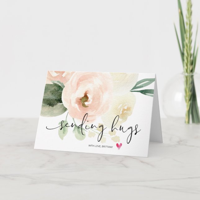 Pink Floral sendende Schläger Ermutigung Beileid Karte (Vorderseite)