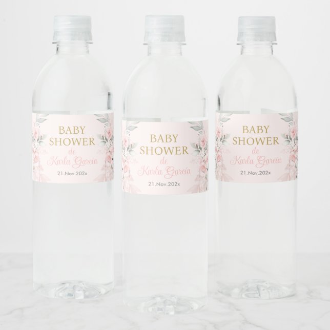 Pink Floral Spanish Baby Shower Girl (Flaschen)