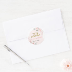 Pink Floral Spanish Baby Shower Girl Runder Aufkleber