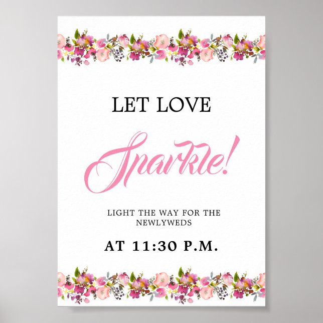 Pink Floral Sparkon Absenden Poster (Vorne)