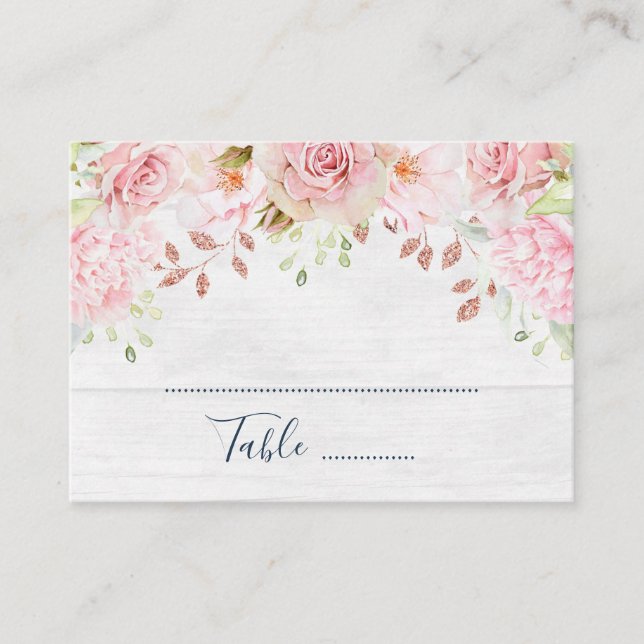 Pink Floral Spring Wedding Place Setting Cards Platzkarte (Vorderseite)