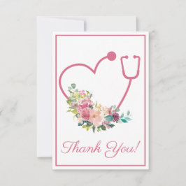 Pink Floral Stethoscope Herzkrankheit Danke