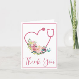Pink Floral Stethoscope Herzmedizin Danke