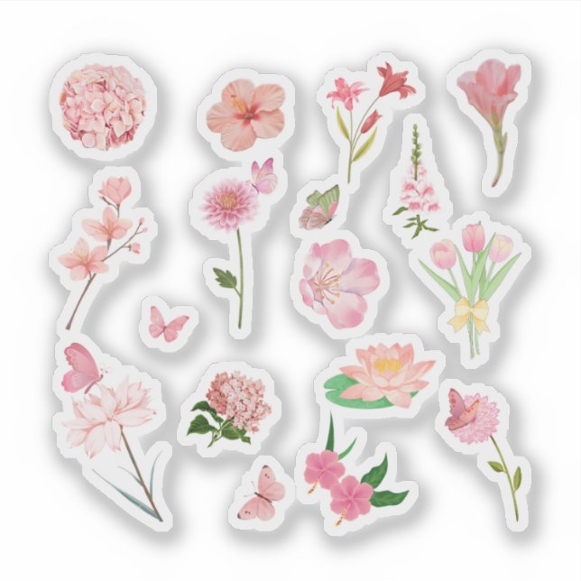 Pink Floral Sticker Pack (Vorderseite)