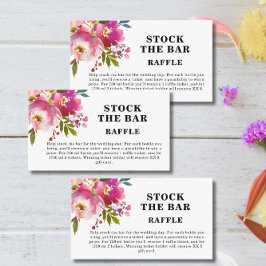Pink Floral Stock the bar Bridal Shower   Begleitkarte