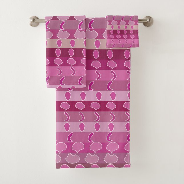 Pink Floral Strip Muster Badhandtuch Set (Insitu)