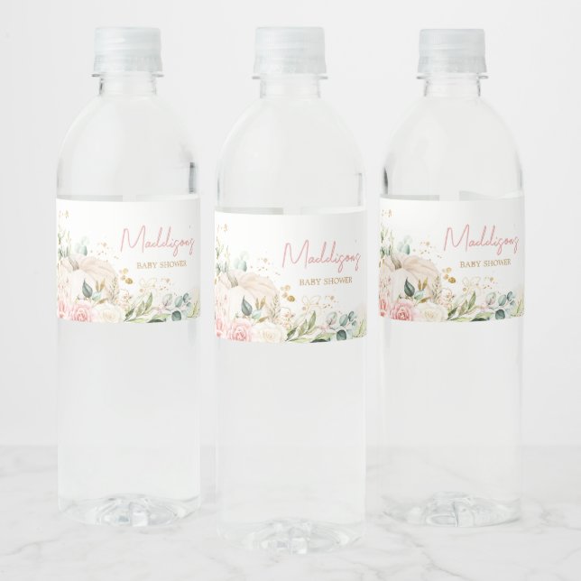 Pink Floral Sweet Little Pumpkin Baby Dusche (Flaschen)
