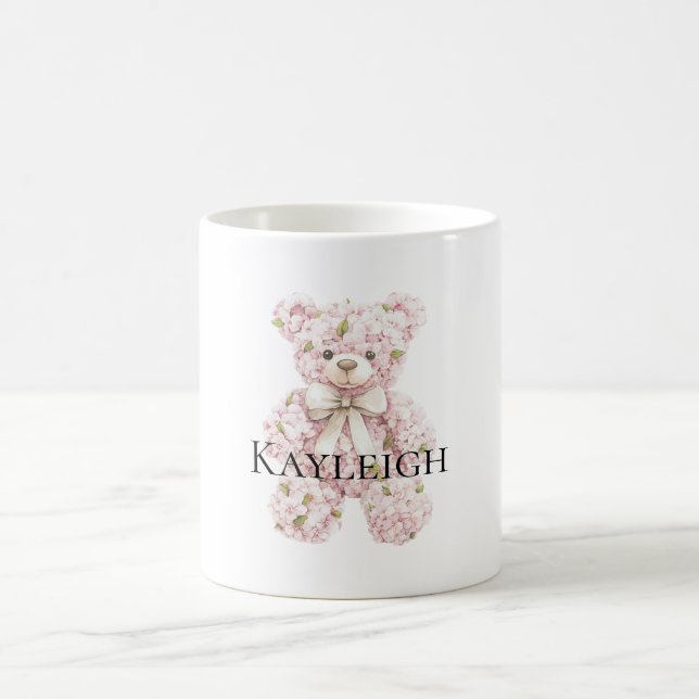 Pink Floral Teddy Bär Kaffeetasse (Mittel)