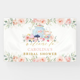 Pink Floral Tee Party Bridal Baby Geburtstag Begrü Banner