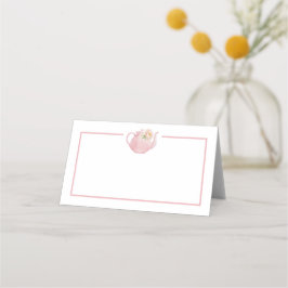 Pink Floral Tee Party Girl Baby Dusche Leere Platzkarte
