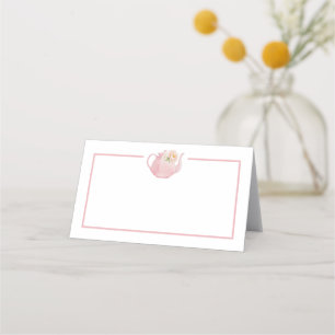 Pink Floral Tee Party Girl Baby Dusche Leere Platzkarte