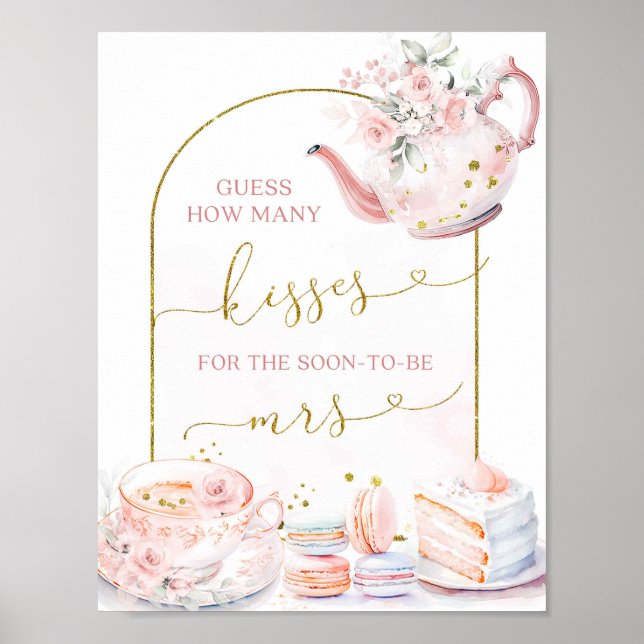 Pink Floral Tee Wie viele Kisses Bridal Spiele Poster (Vorne)