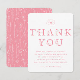 Pink Floral Thank You Card | Baby Shower Dankeskarte
