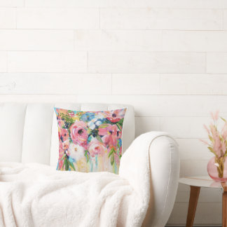 Pink Floral Throw Pillow Kissen