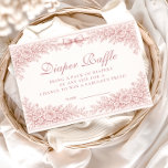 Pink Floral Toile Diapper Raffle Begleitkarte<br><div class="desc">A soft and elegant baby shower design featuring delicate vintage-style blush pink toile illustrations. The frame is adorned with charming lambs, florals, celestial accents, and a romantic bow, creating a timeless storybook nursery aesthetic. Perfect for a classic, feminine celebration with a refined heirloom feel. The gentle pink palette and detailed...</div>