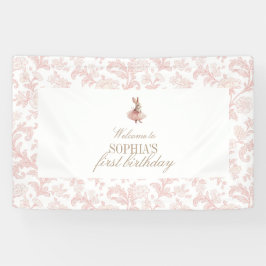 Pink Floral toile Some Bunny Birthday Banner