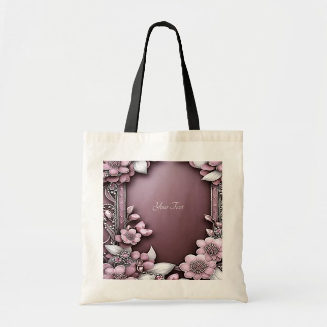 Pink Floral Totbeutel Tragetasche (Vorne)