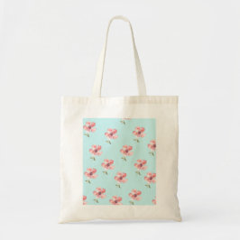 Pink Floral Tote Bag – Blue Pastel Pattern Tragetasche