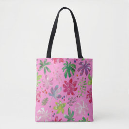 Pink Floral Tote Bag – Cute Botanical Pattern Tasche