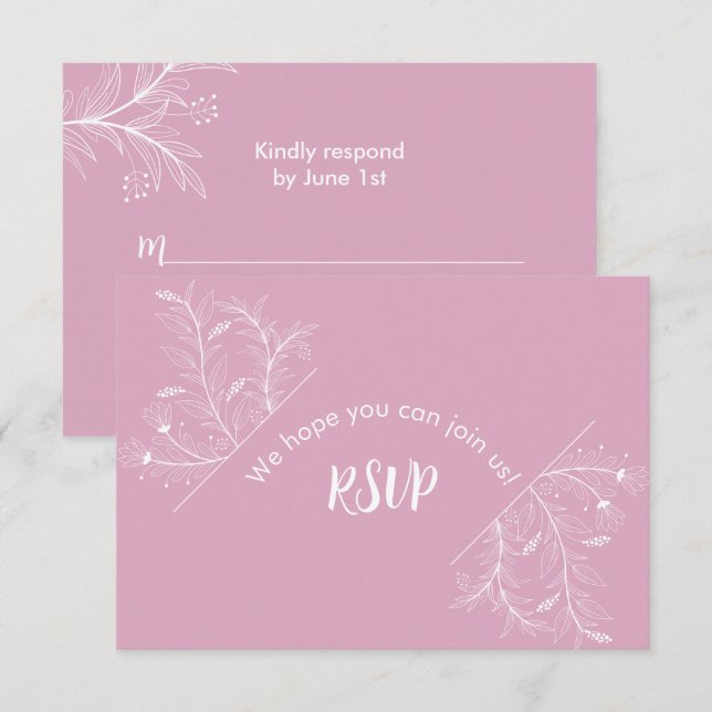 Pink Floral UAWG Baby Dusche RSVP Karte (Vorne/Hinten)