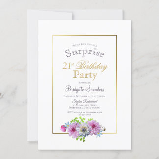 Pink Floral Überraschung 21. Geburtstag Party Einladung