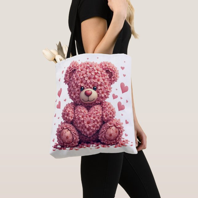 Pink Floral Valentine Teddy Bear Tasche (Von Nahem)
