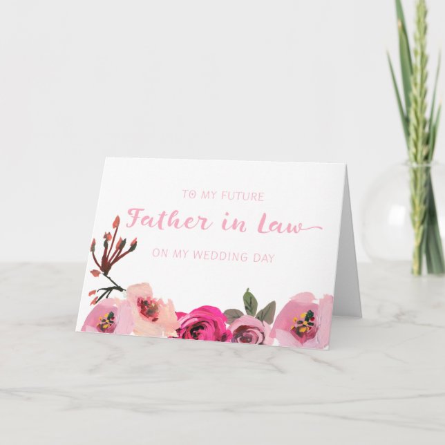 Pink Floral Vater in Law Wedding Day Card Karte (Vorderseite)