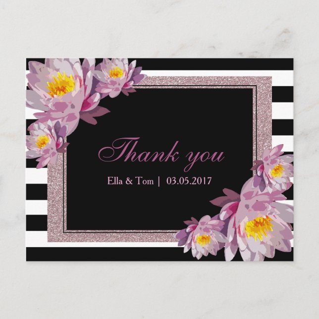 Pink Floral Vielen Dank Postcard Postkarte (Vorderseite)