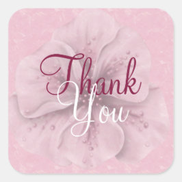 Pink Floral Vielen Dank Quadratischer Aufkleber