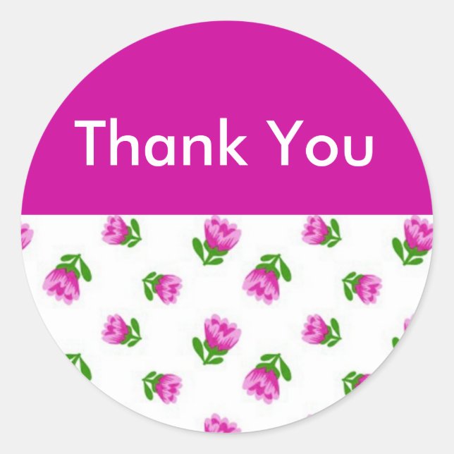 Pink Floral Vielen Dank Umschlag Aufkleber (Vorderseite)
