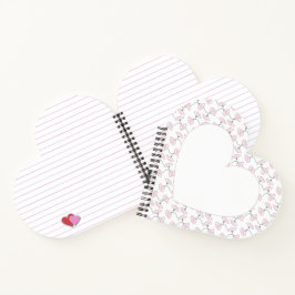 Pink Floral Vines Flowers Heart shape Notebook Notizbuch