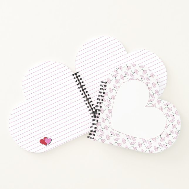 Pink Floral Vines Flowers Heart shape Notebook Notizbuch (Innenseite)