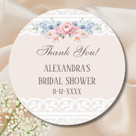 Pink Floral Vintag Lace Brautparty Vielen Dank Runder Aufkleber