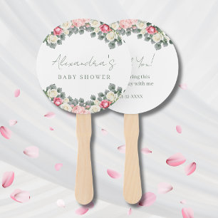 Pink Floral Vintag Rose Kinderdusche Danke Fächer
