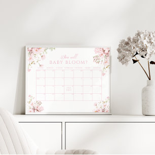 Pink floral wann wird Baby Bloom Callendar Poster