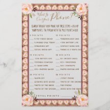 Pink Floral Was auf Ihrer Phone Shower Game Card i