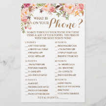 Pink Floral Was auf Ihrer Phone Shower Game Card i