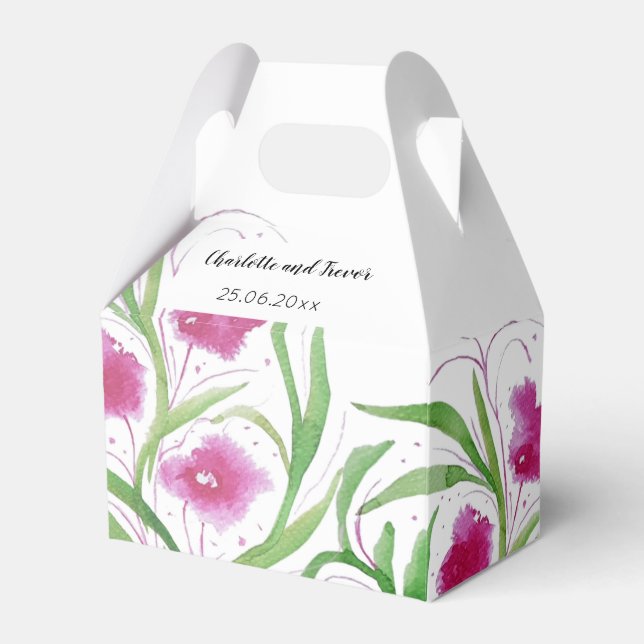 Pink Floral Wasserfarbe Handgestrichen Geschenkschachtel (Vorderseite)
