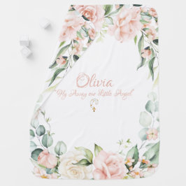 Pink Floral Wasserfarbe Name Coffin Tod Babydecke