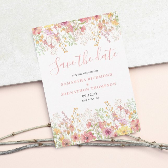 Pink Floral Wasserfarbe Save the Date (Von Creator hochgeladen)
