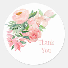 Pink Floral Watercolor Baby Liebe Girl Babydusche Runder Aufkleber