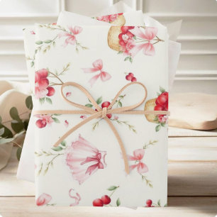 Pink Floral Watercolor Cherumpfropfpapier Geschenkpapier Set