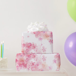 Pink Floral Watercolor Geschenkpapier