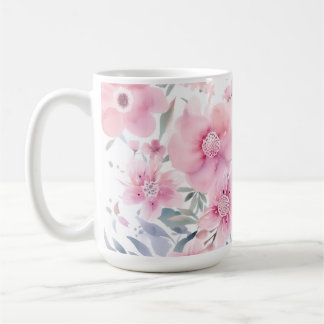 Pink Floral Watercolor Kaffeetasse