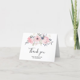 Pink Floral Watercolor Script-Brautparty Dankeskarte