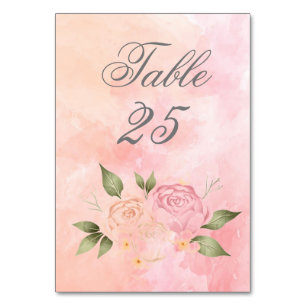 Pink Floral Watercolor Script Hochzeit Tischnummer