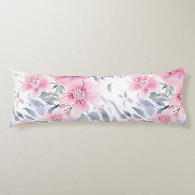 Pink Floral Watercolor  Seitenschläferkissen (Vorderseite)