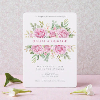 Pink Floral Watercolor Wedding Invitation  Einladung