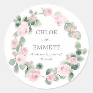 Pink Floral Wedding Box Gefälligkeitsaufkleber Runder Aufkleber