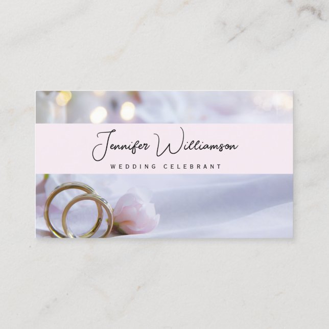 Pink Floral Wedding Celebrant Business Card Visitenkarte (Rückseite)